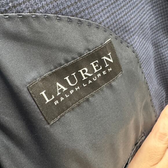 Lauren Ralph Lauren Blazer Mens 37S Blue Black Houndstooth Classic Black Label - Picture 3 of 9